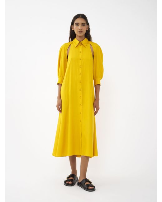 Chloé Yellow Cut-out Shirt Dress