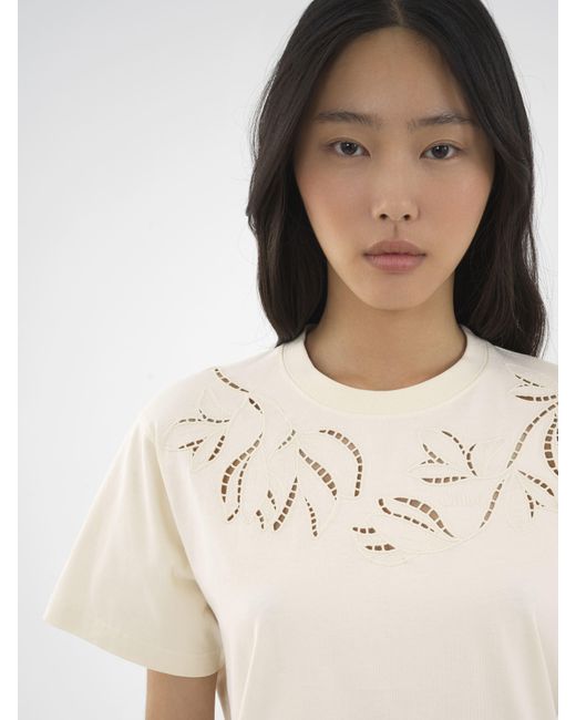 Chloé Natural Embroidered T-shirt