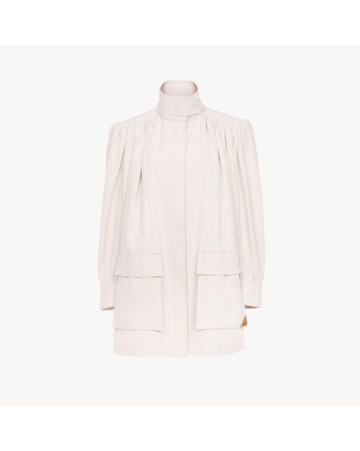 Chloé Pink Hochgeschlossene Utility-Jacke aus Baumwoll-Canvas