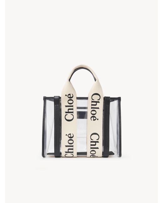 Bolso Tote Pequeño Woody De Plástico Transparente Y Cuero Blanco 100% Poliuretano Termoplástico Chloé de color Metallic