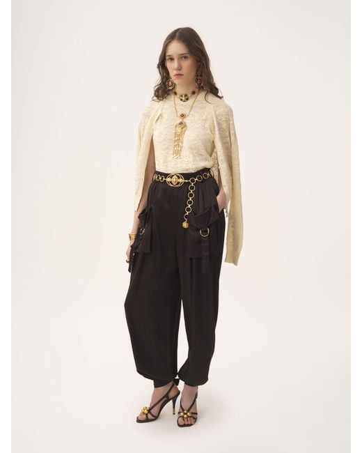 Chloé Black Fluid Cargo Pants In Silk Satin