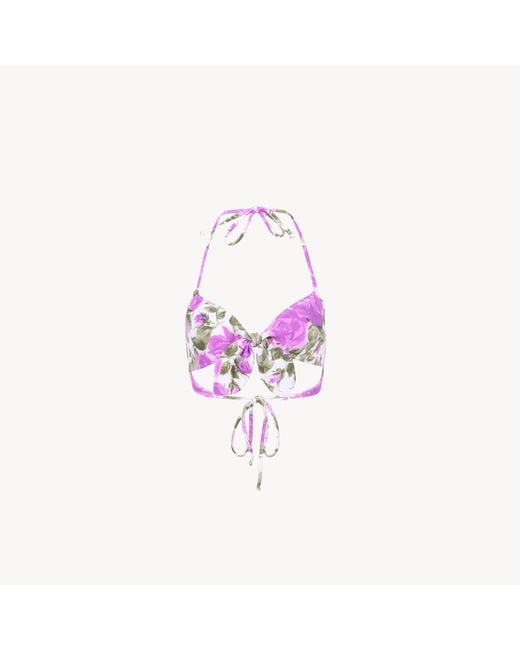 Chloé Pink Rose-Print Bikini Top