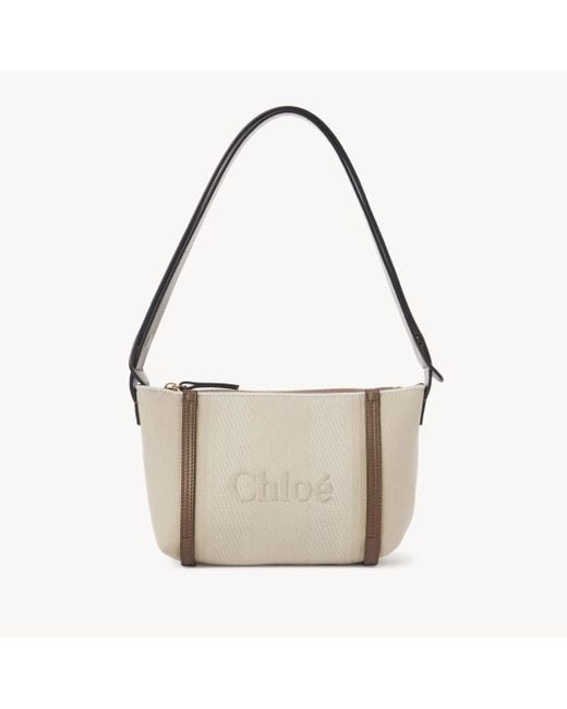 ショルダーバッグ・ポシェット Chloe Chloe Carry Bag In Sand Canvas Chloe Small Undone Straps Canvas Sand Woody Tote Bag