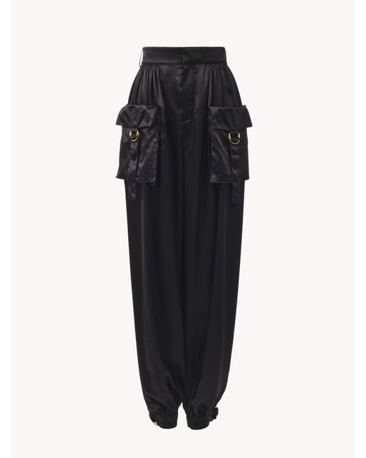 Chloé Fluid Cargo Trousers in het Black