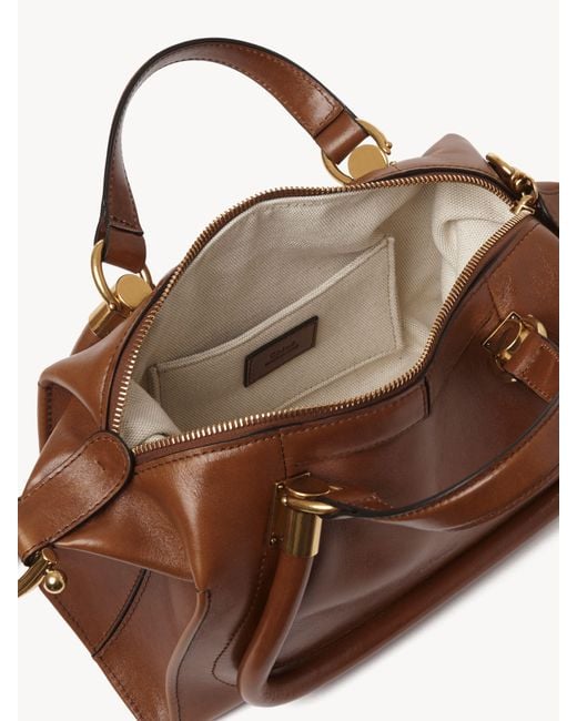 Chloé Brown Small Paraty 24 Bag In Shiny Leather