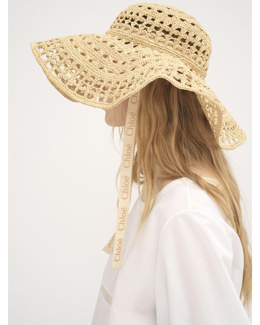 Chloé White Capeline Hat In Raffia