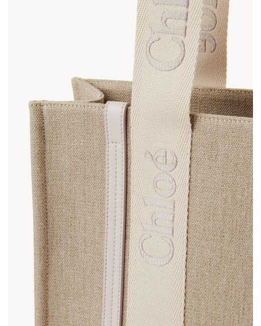 Chloé Multicolor Woody Tote Bag In Linen