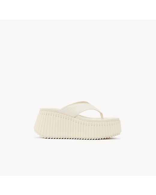 Chloé White Nama Wedge Slide
