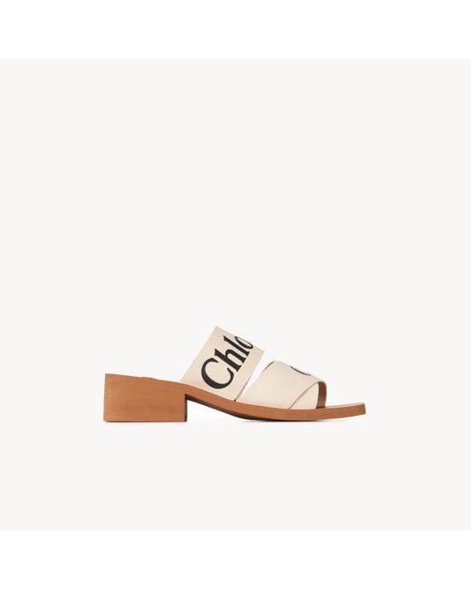 Chloé White Woody Heeled Mule