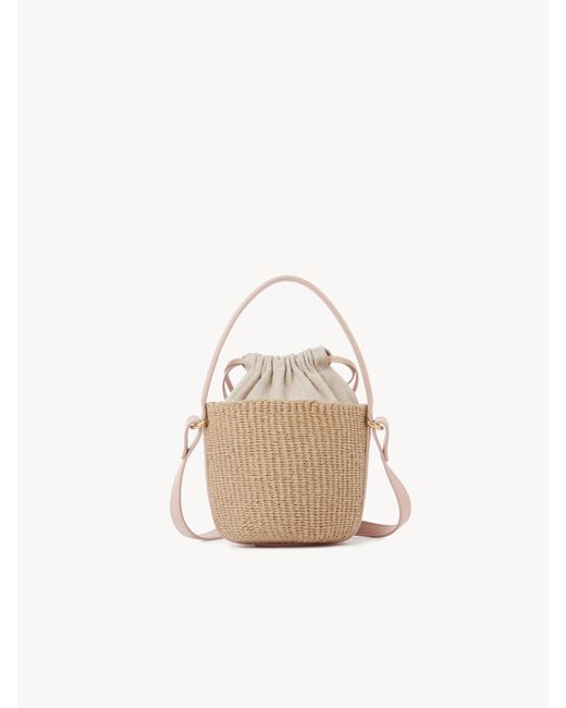 Chloé Mini Horse Medal Basket In Natural Fibers