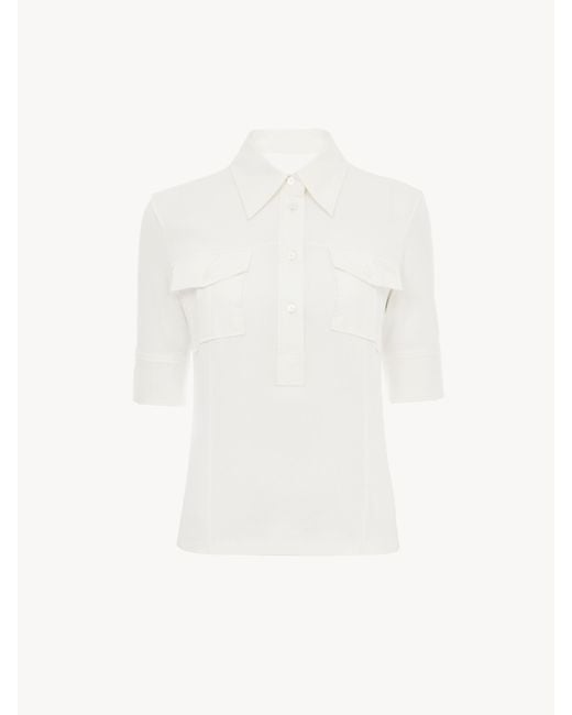 Top utilitaire à manches courtes en coton Chloé en coloris White