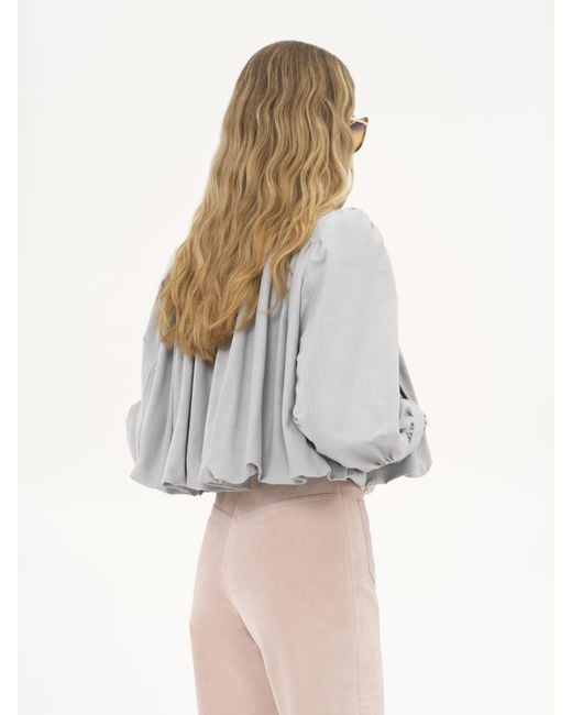 Chloé Gray Gathered Boule Jacket In Cotton Canvas