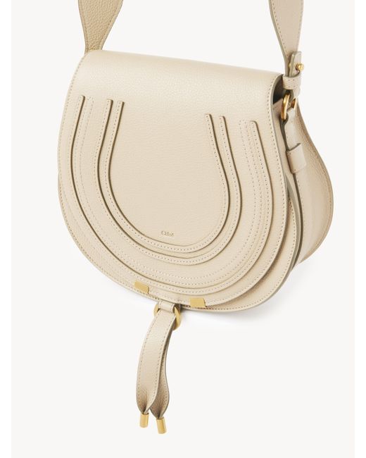 Chloé Natural Marcie Saddle Bag In Grained Leather