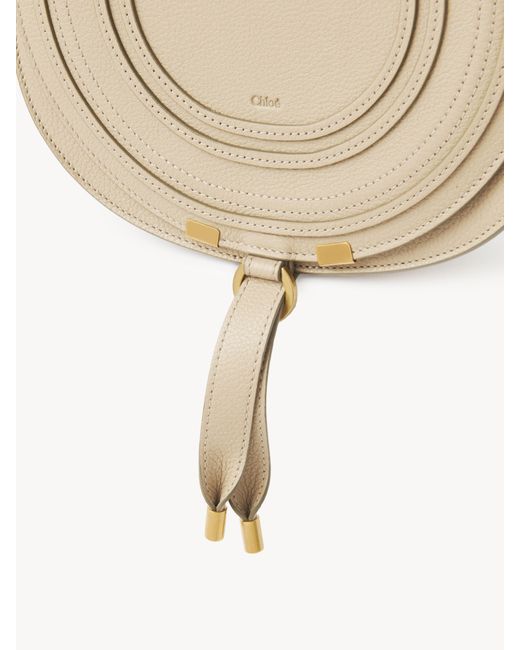 Chloé Natural Marcie Saddle Bag In Grained Leather