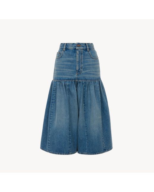 Chloé Blue High-Rise Balloon Bermuda Shorts