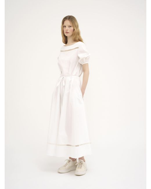 Chloé White Boat-neck Flared Dress