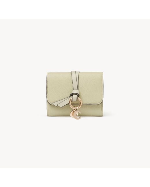 Monedero Tarjetero Pequeño Alphabet De Cuero Granulado Chloé de color Natural