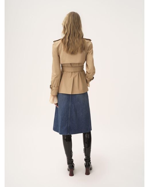 Chloé コットンギャバジン製ショートトレンチコート 婦人向け ブラウン サイズ コットン 100% Horn Bubalus Bubalis, Farmed, Coo India Natural