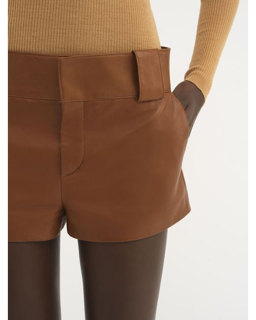 Chloé Brown Tailored Mini Shorts In Soft Nappa Leather