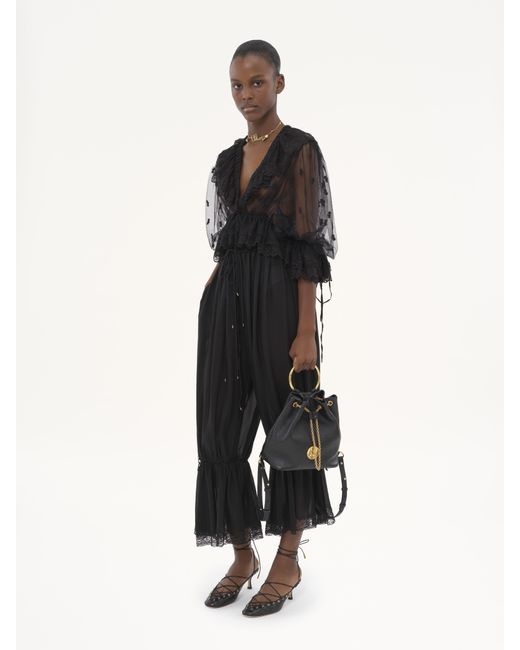Chloé Black Small Bracelet Backpack In Grained Leather