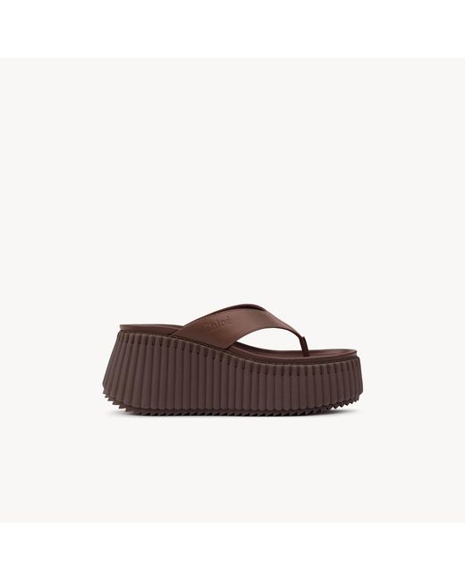 Chloé Brown Nama Wedge Slide