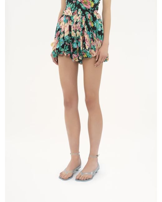 Chloé Green Mini Bloomer Shorts In Silk Charmeuse