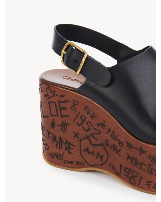 Chloé Black Maxime Sandale mit Keilabsatz