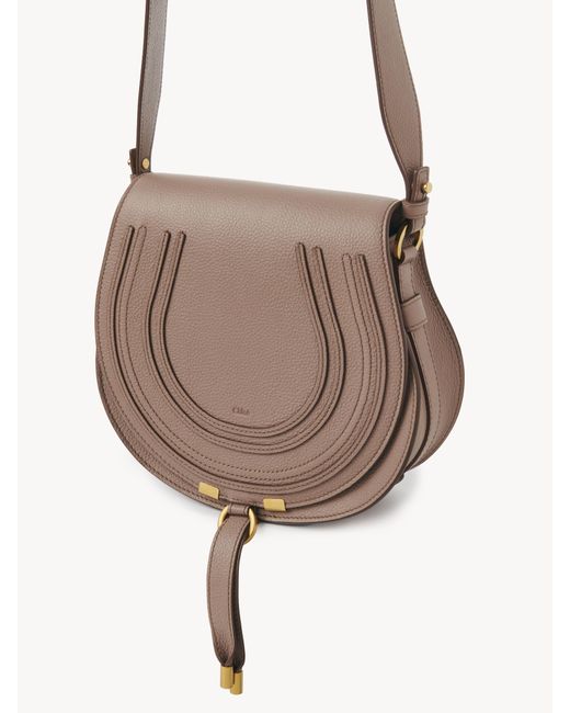 Chloé Brown Marcie Satteltasche aus genarbtem Leder