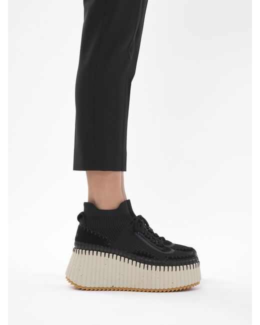 Chloé Black Nama Wedge Sneaker