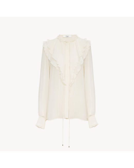 Chloé White Ruffled Blouse