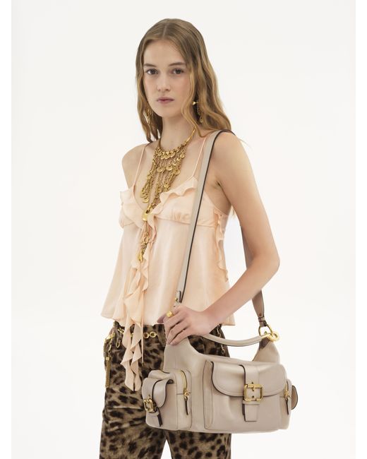 Chloé Natural Camera Bag aus glänzendem Leder