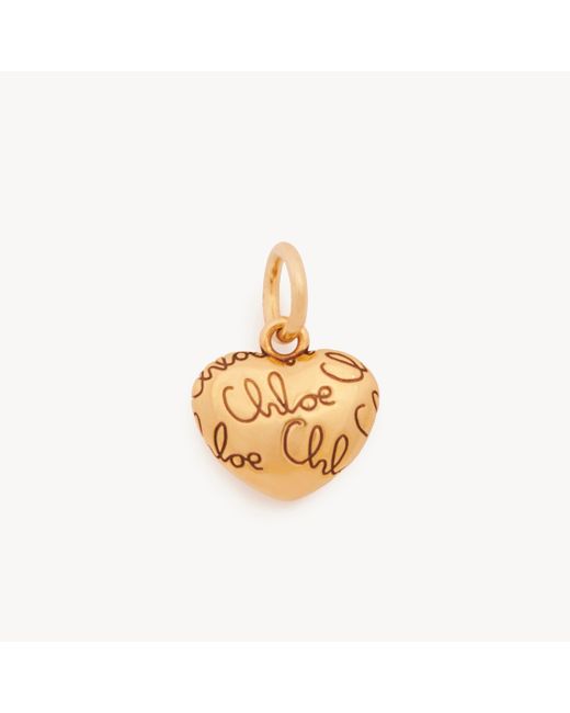 Chloé Alphabet Heart Logo Charm in het Metallic