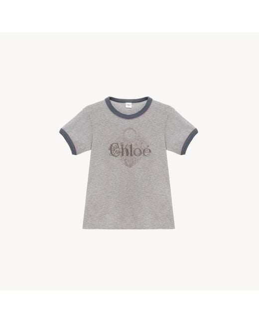 Chloé コットンジャージー製ベビーフィット ロゴTシャツ Gray