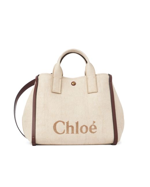 Chloé Natural Chloé Carry Tote Bag In Raffia-effect Fibers