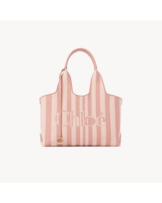 Chloé Pink Stripy East-West Tote Bag