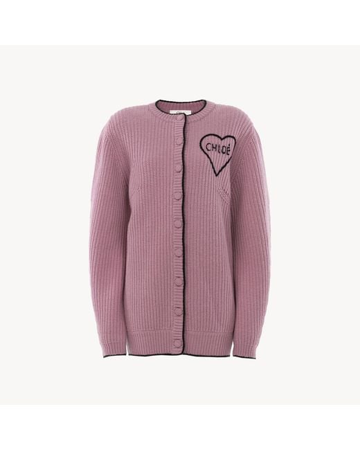 Chloé Purple Generous Logo Cardigan