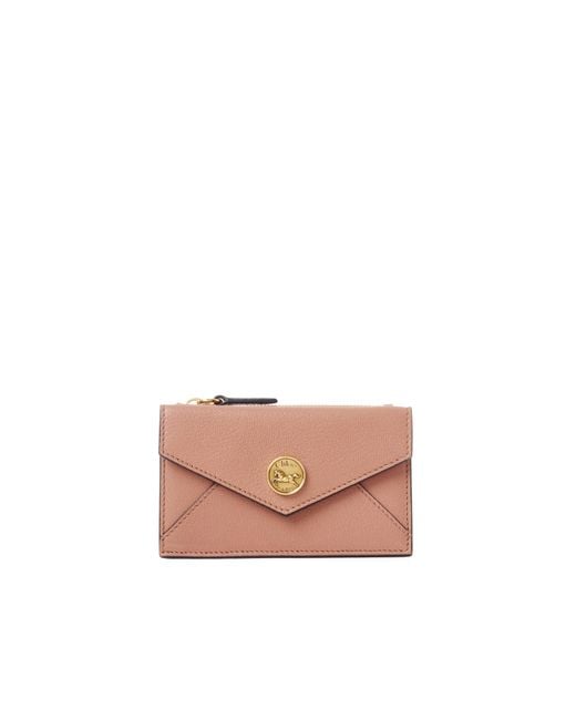 Chloé Pink Small Envelope Purse With Card Slots In Grained Leather