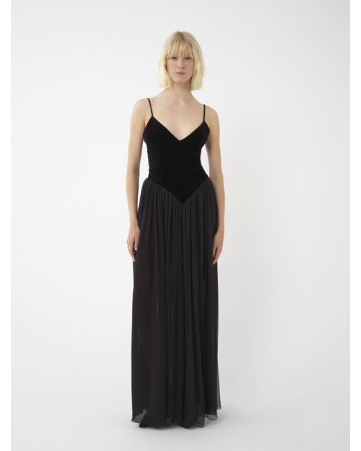 Chloé Black Bi-material Evening Dress