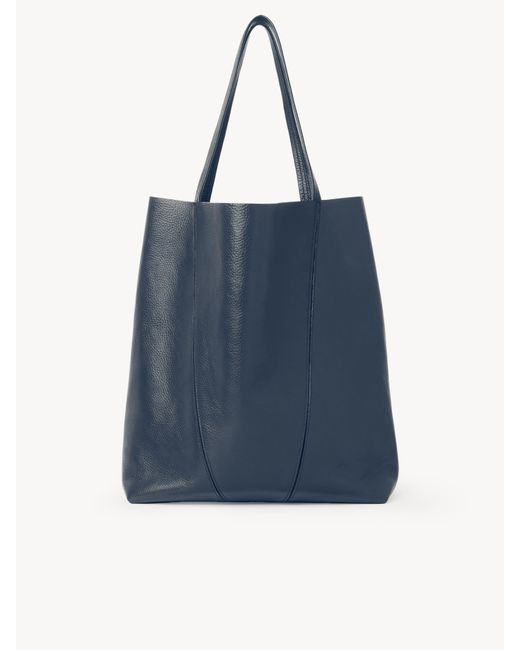 Chloé Blue Large Chloé Spin Tote Bag In Grained Leather