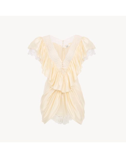 Chloé Natural V-Neck Short Jumpsuit