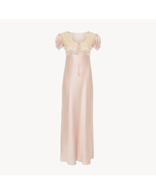 Chloé Natural Puff-Sleeve Column Dress