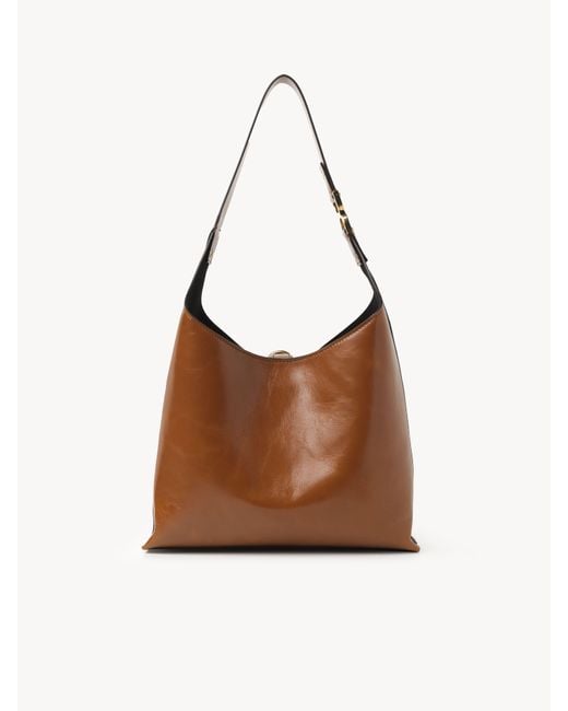 Chloé シャイニーレザー製スモールMarcieホーボーバッグ 婦人向け ブラウン サイズ 牛革（カーフ） 100 Brown