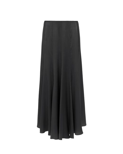 Chloé Black Fluid Maxi Skirt In Washed Silk Satin