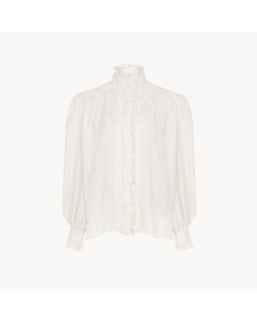 Chloé White Oversized Ruffled Blouse