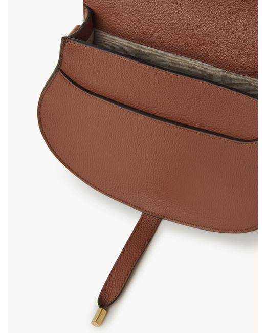Chloé Brown Marcie Saddle Bag In Grained Leather