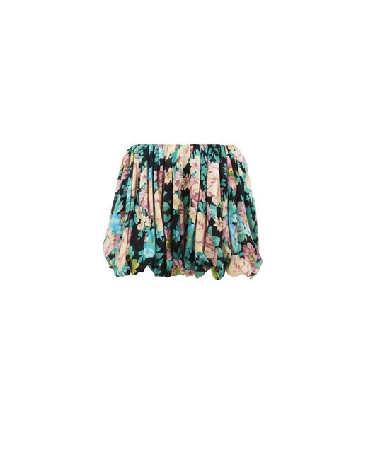 Chloé Green Mini Bloomer Shorts In Silk Charmeuse