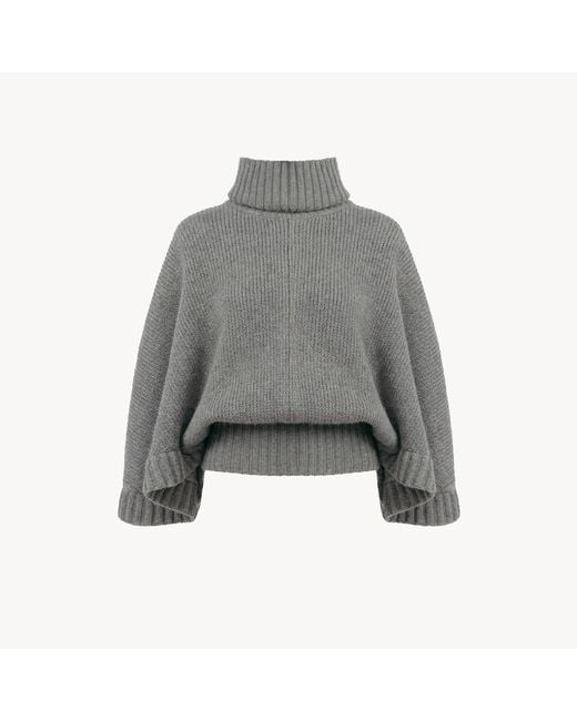 Chloé Gray Short Turtleneck Cape