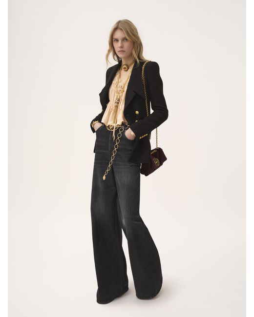 Chloé Black Double-breasted Tailored Jacket In Wool Bouclette
