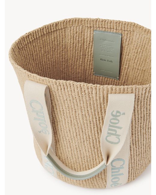 Chloé Large Woody Basket In Natural Fibers