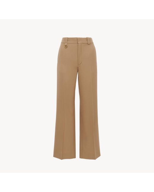 Chloé ウールグレインドプードル製クロップド テーラード パンツ 婦人向け ブラウン サイズ ウール 100 Natural